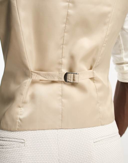 ASOS DESIGN Wedding - Gilet de costume ultra ajusté à texture œil-de-perdrix - Taupe, 5 de 5