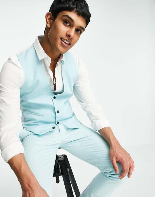 ASOS DESIGN Wedding - Gilet skinny da abito blu ghiaccio