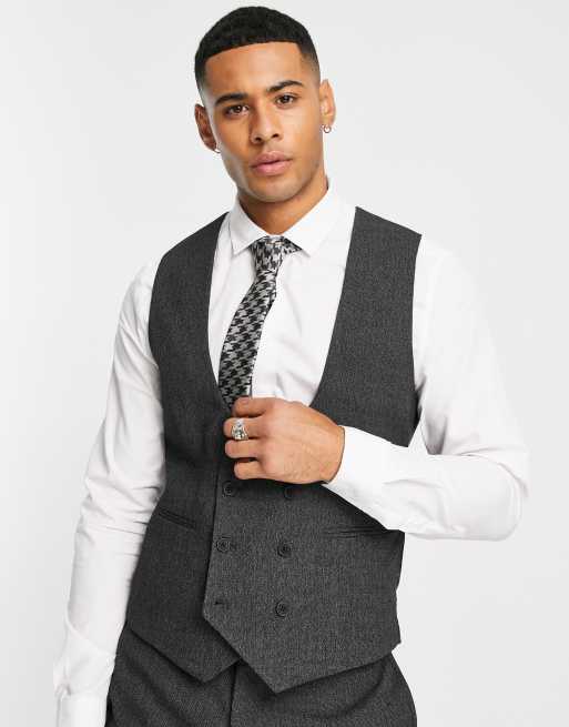ASOS DESIGN Wedding - Gilet skinny micro testurizzato nero