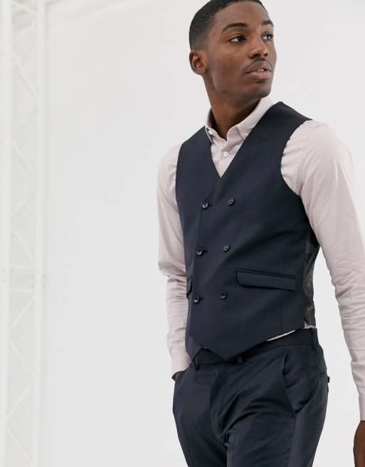 ASOS DESIGN Wedding - Abito slim in 100% lana blu navy , 2 di 3
