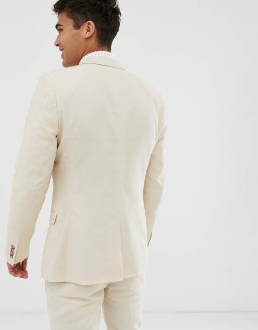 ASOS DESIGN – Wedding – Grå kostymjacka i extra smal passform och linnetyg, 2 av 4