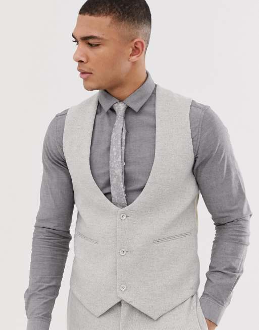 ASOS DESIGN – Bröllop – Ljusgrå twillkostym i skinny fit, 4 av 4