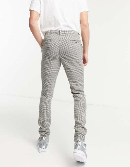 ASOS DESIGN - Wedding - Grå super skinny habitbukser i uldblanding med mikro pepitatern, 2 af 4