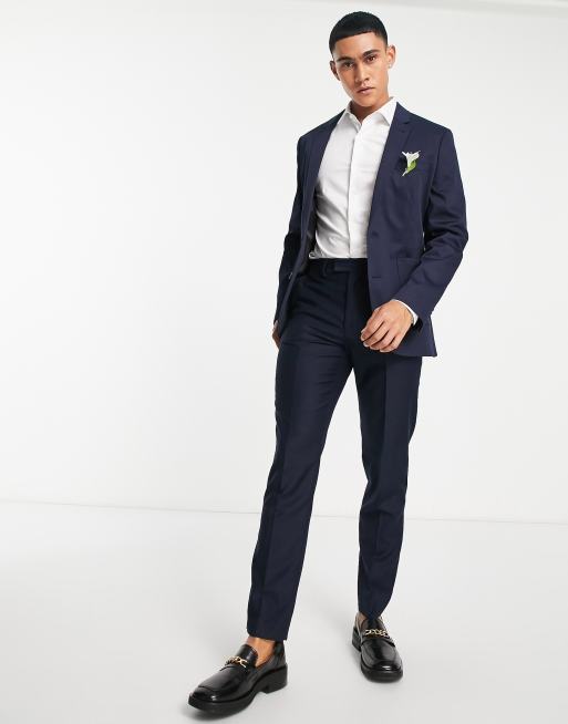 ASOS DESIGN Wedding – Granatowa bawełniana marynarka o obcisłym kroju, 4 z 4