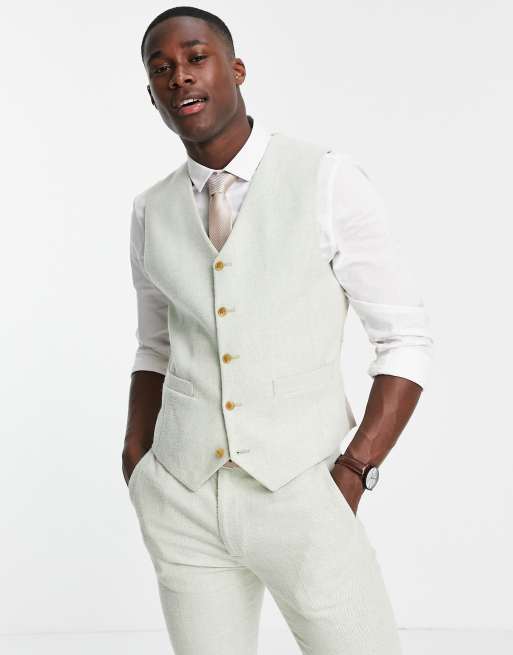 ASOS DESIGN Wedding – Grön kostymväst av ullblandad twill med supersmal passform
