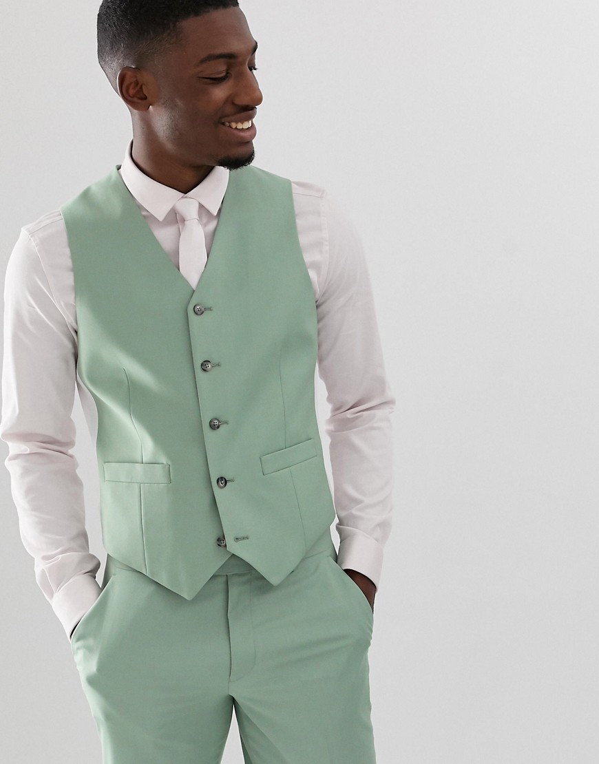 ASOS DESIGN Wedding – Grön kostymväst med smal passform