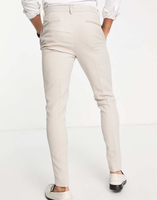 ASOS DESIGN Wedding – Jasnobeżowe bardzo obcisłe spodnie garniturowe z teksturowanego materiału, 2 z 4