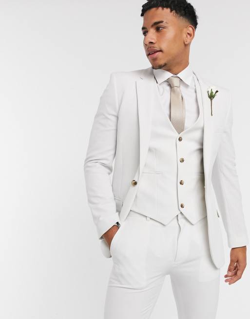 ASOS DESIGN Wedding – Jasnoszara marynarka garniturowa o bardzo obcisłym kroju