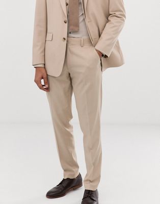 ASOS DESIGN – Wedding – Kamelfärgade kostymbyxor med smal passform-Beige