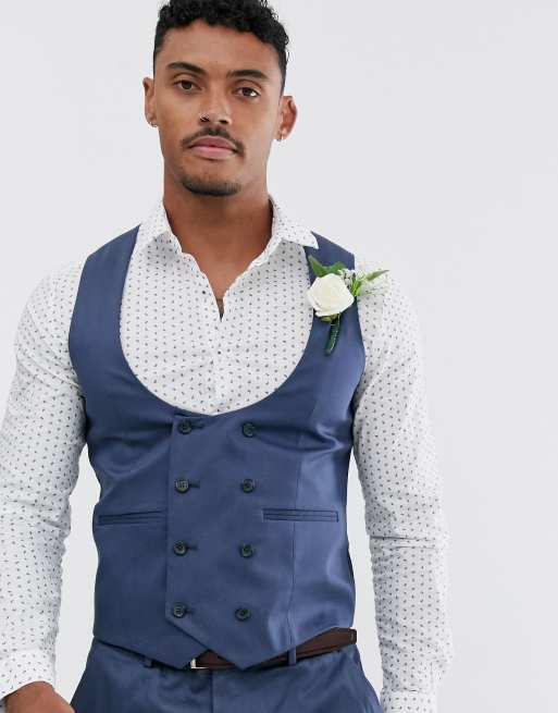 ASOS DESIGN – Ślubny garnitur o bardzo obcisłym kroju z bawełny ze streczem w kolorze indygo, 3 z 3