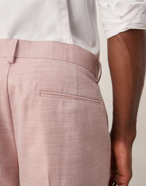 ASOS DESIGN Wedding - Lyserøde skinny-habitbukser med tekstur, 2 af 5
