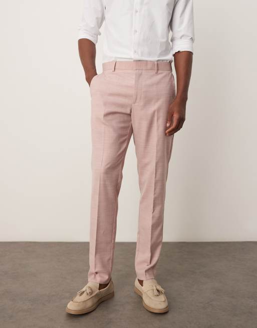 ASOS DESIGN Wedding - Lyserøde skinny-habitbukser med tekstur, 3 af 5