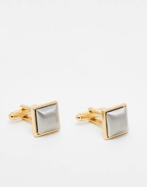 ASOS DESIGN Wedding – Manschettknappar med upphöjda, silverfärgade detaljer med borstad finish