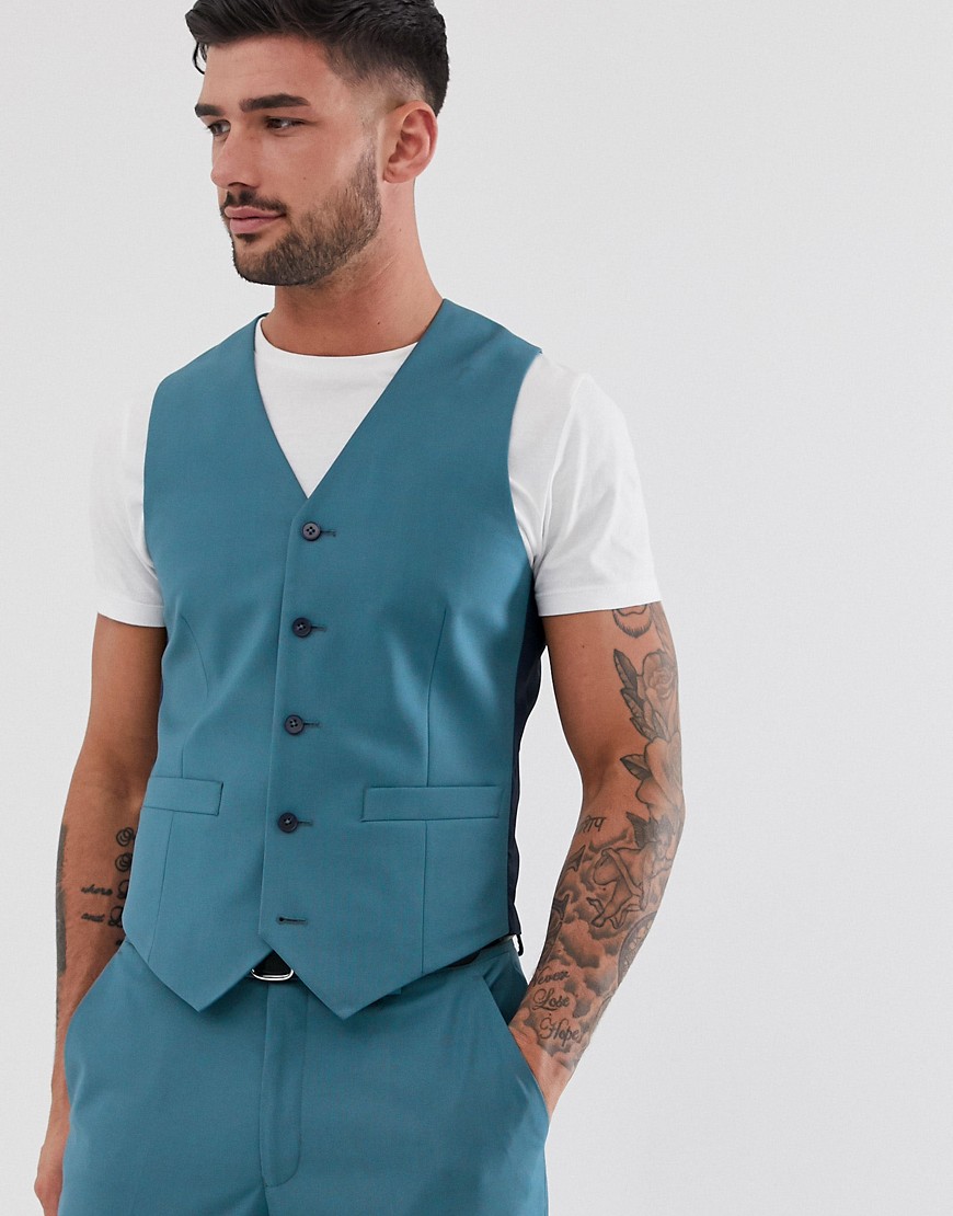ASOS DESIGN – Wedding – Mellanblå kostymväst med smal passform