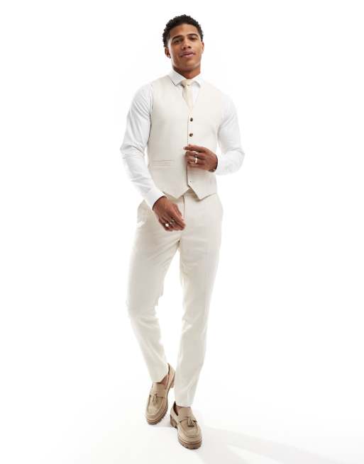 ASOS DESIGN wedding new skinny suit trousers in stone textured basketweave, 2 of 5