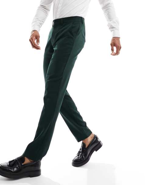 ASOS DESIGN Wedding - Pantalon de costume ajusté en tissu micro-texturé - Vert forêt - view 1