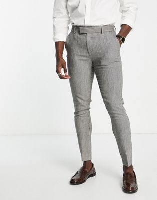 ASOS DESIGN wedding super skinny wool mix suit trousers in monochrome puppytooth - ASOS Price Checker