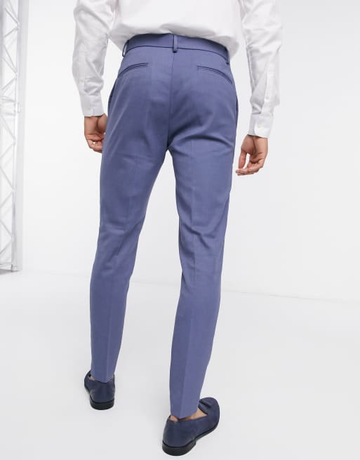 ASOS DESIGN Wedding - Pantalon de costume ultra ajusté en tissu micro-texturé - Bleu moyen, 2 de 4