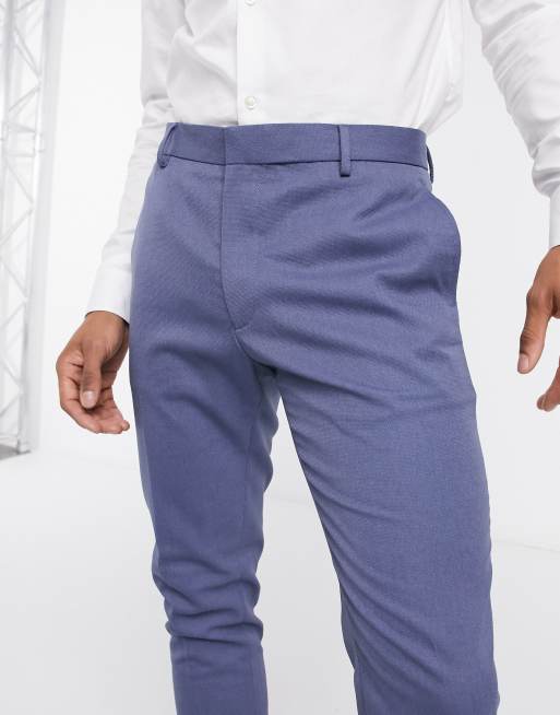 ASOS DESIGN Wedding - Pantalon de costume ultra ajusté en tissu micro-texturé - Bleu moyen, 3 de 4
