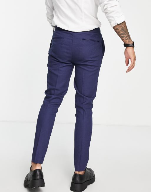 ASOS DESIGN Wedding - Pantalon de costume ultra slim en tissu micro-texturé - Bleu marine, 2 de 4