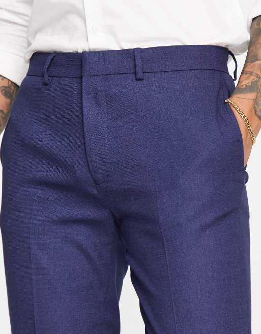 ASOS DESIGN Wedding - Pantalon de costume ultra slim en tissu micro-texturé - Bleu marine, 3 de 4