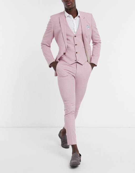 ASOS DESIGN Wedding - Costume ultra slim effet hachuré - Rose, 2 de 3