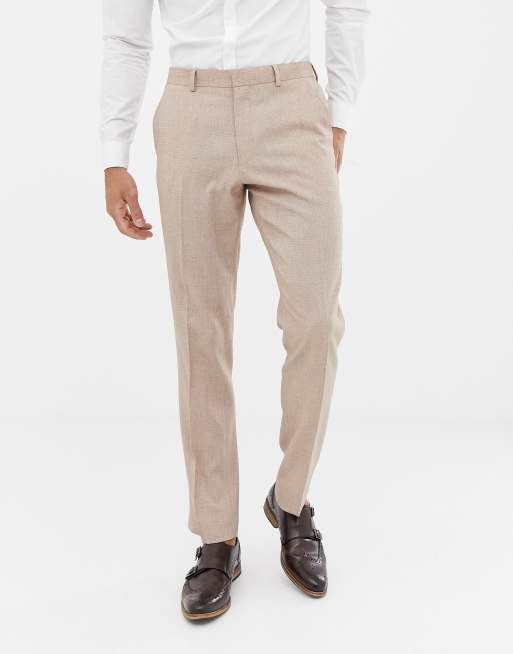 ASOS DESIGN - Costume de mariage slim à effet hachuré - Fauve, 3 de 4