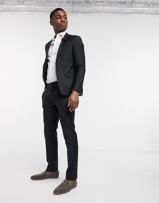 ASOS DESIGN Wedding - Pantaloni da abito skinny neri in 100% lana, 4 di 4