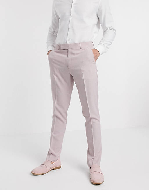 ASOS DESIGN Wedding - Pantaloni da abito skinny rosa crosshatch