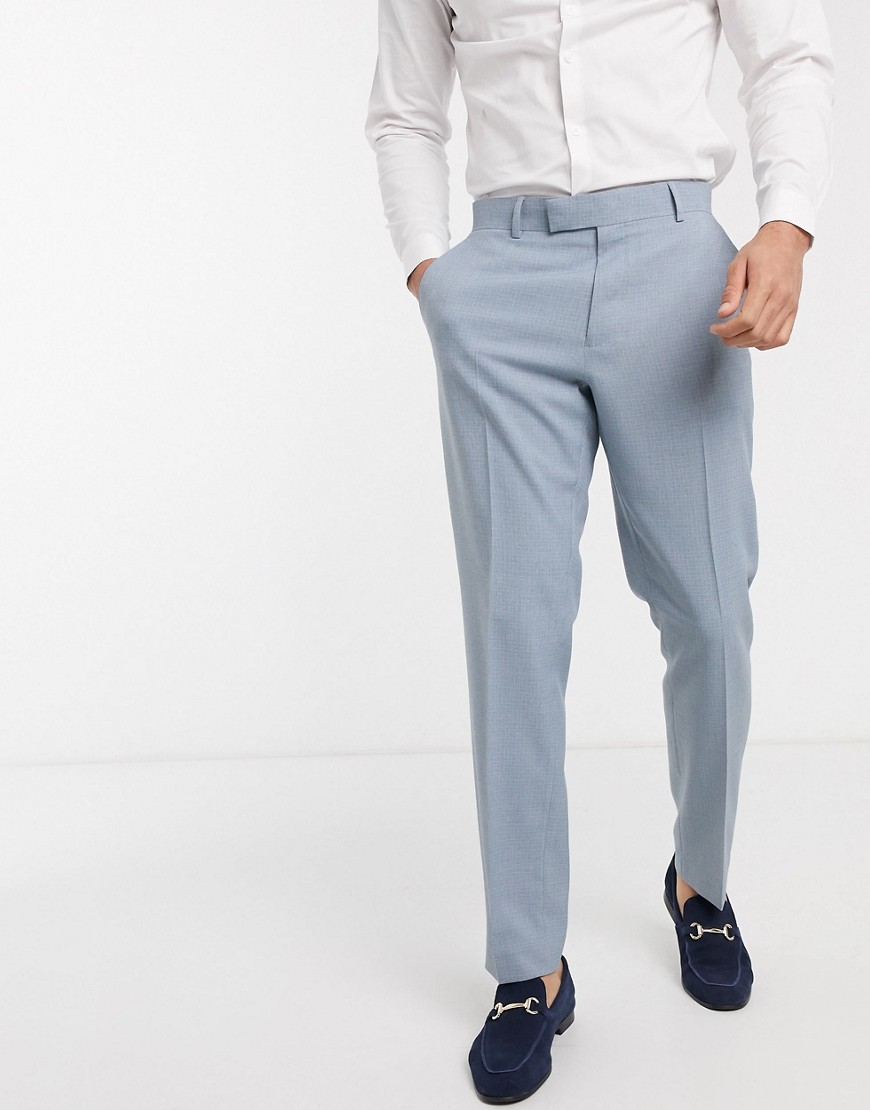 ASOS DESIGN wedding - Pantaloni da abito slim blu tenue con tratteggio incrociato
