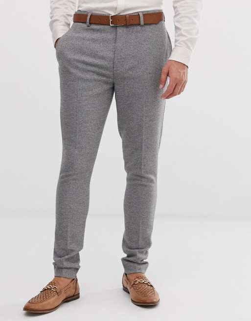 ASOS DESIGN wedding - Abito super skinny grigio con micro motivo pied de poule, 3 di 4
