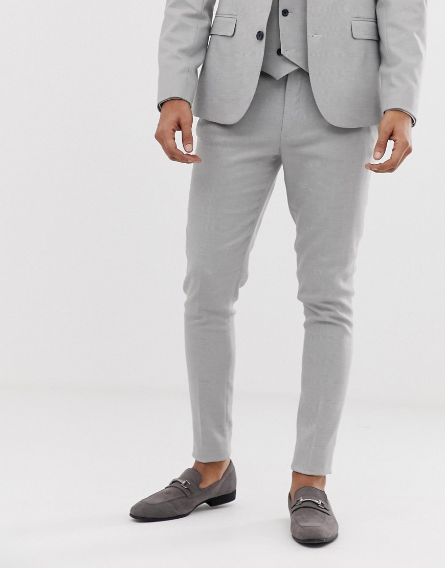 ASOS DESIGN Wedding - Pantaloni da abito super skinny micro testurizzati grigio ghiaccio