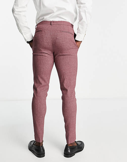 Pantaloni super skinny da abito bordeaux microtesturizzato Wedding Asos Uomo Abbigliamento Pantaloni e jeans Pantaloni Pantaloni slim & skinny 