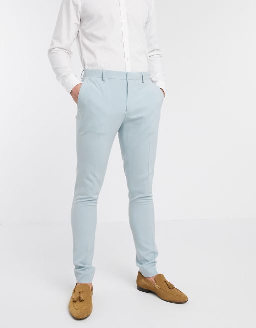 ASOS DESIGN Wedding – Pastelowo-niebieskie obcisłe spodnie garniturowe