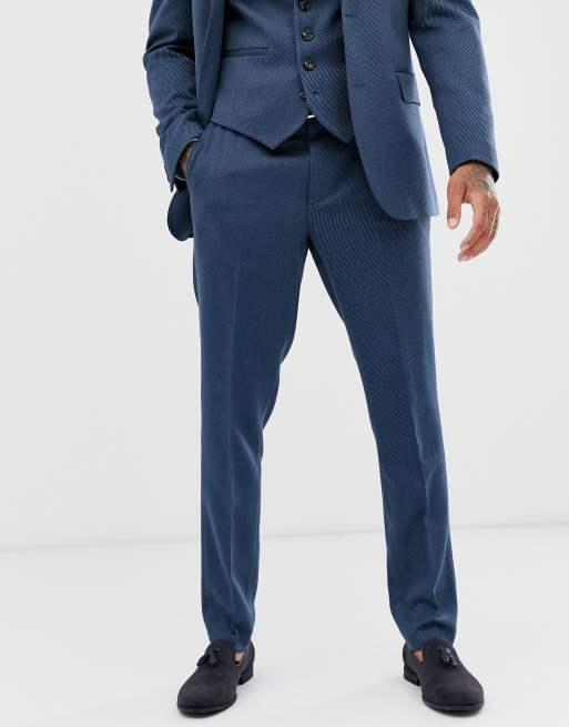 ASOS DESIGN – Bröllop – Blå kostym i twill med smal passform, 3 av 4