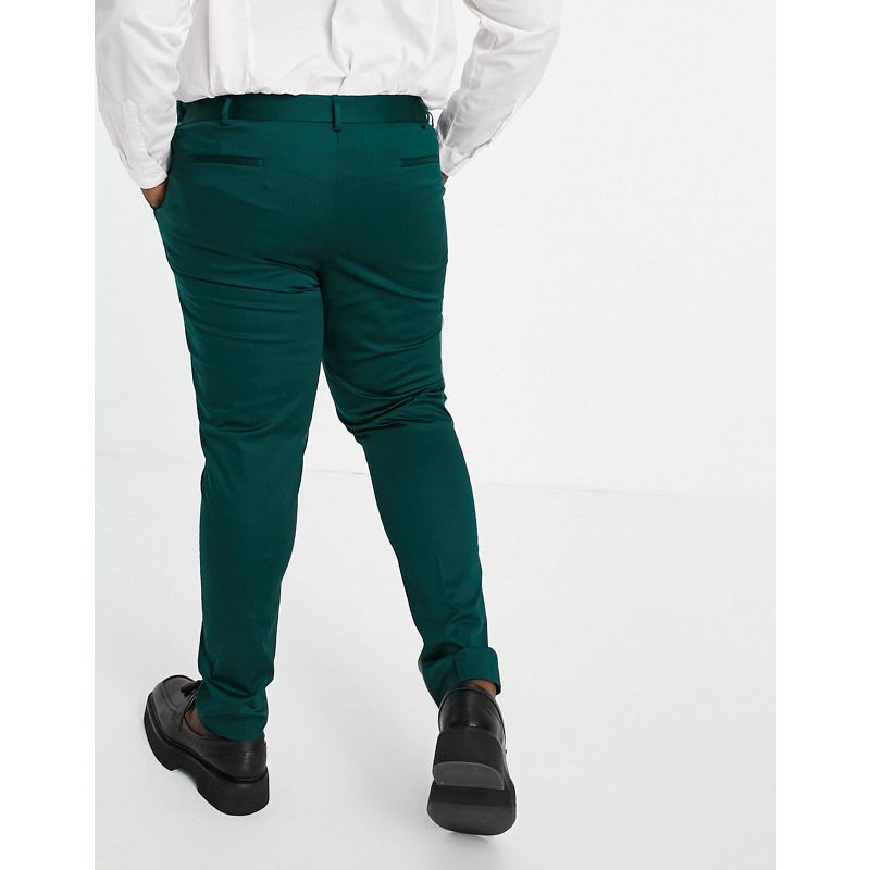 Uomo Pantaloni da abito DESIGN Wedding Plus - Pantaloni skinny da abito in cotone verde bosco