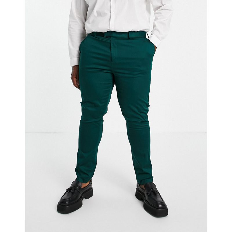 Uomo Pantaloni da abito DESIGN Wedding Plus - Pantaloni skinny da abito in cotone verde bosco
