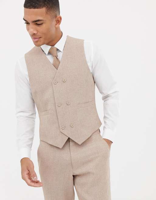 ASOS DESIGN – Dopasowany garnitur w kolorze wielbłądzim z krzyżowym nadrukiem z kolekcji ślubnej, 4 z 4