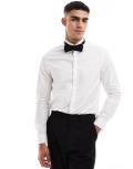 ASOS DESIGN wedding regular smart textured dress shirt in white