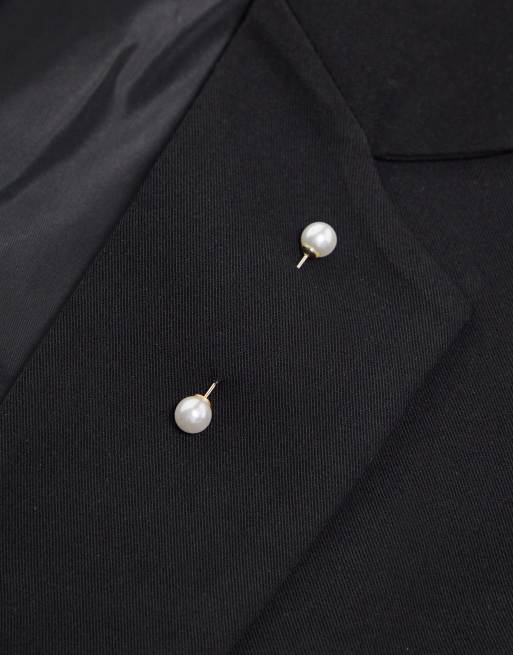 ASOS DESIGN Wedding – Reversnadel in Silberoptik mit Perlendetail