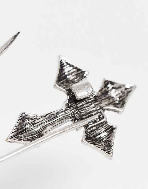 ASOS DESIGN Wedding - Reversspeld met vintage kruis in gepolijst zilver, 4 van 4