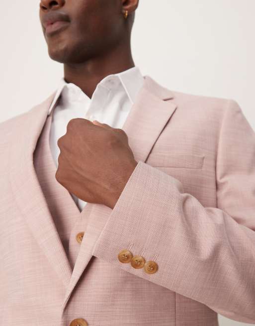 ASOS DESIGN Wedding – Rosa, texturerad kavaj med smal passform, del av kostym, 5 av 5