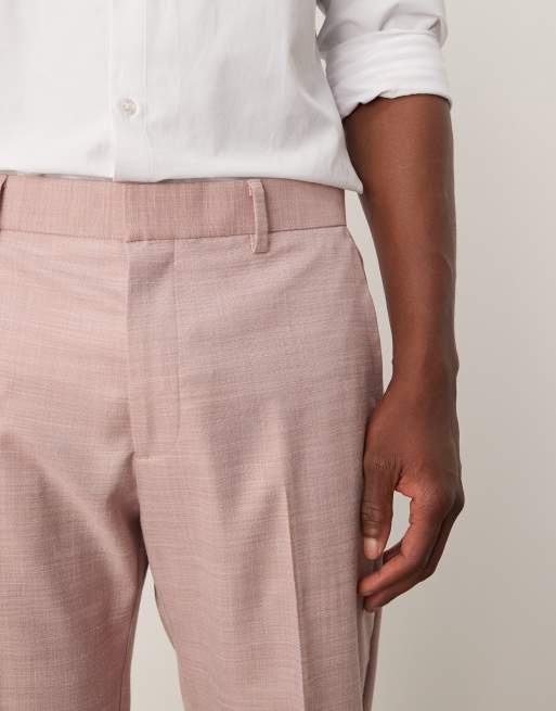 ASOS DESIGN Wedding – Rosa, texturerade kostymbyxor med smal passform, 5 av 5
