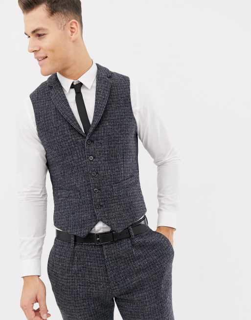 ASOS DESIGN Wedding – Schmaler, kleinkarierter Anzug aus Harris Tweed aus 100% Wolle, 4 von 4