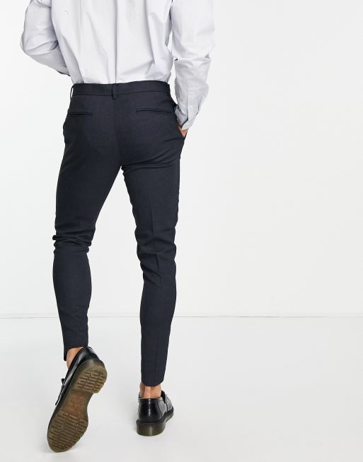 ASOS DESIGN Wedding – Sehr eng geschnittene Anzughose in dunklem Marineblau mit feiner Struktur, 2 von 4