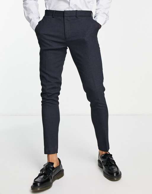 ASOS DESIGN Wedding – Sehr eng geschnittene Anzughose in dunklem Marineblau mit feiner Struktur, 4 von 4