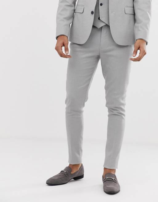 ASOS DESIGN Wedding – Sehr eng geschnittene Anzughose mit Micro-Struktur, in Eisgrau