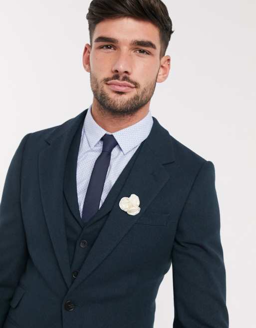 ASOS DESIGN Wedding – Sehr enge Anzugjacke aus Woll-Twill-Mischung, in Dunkelgrau, 3 von 4