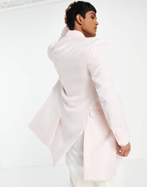 ASOS DESIGN Wedding – Sherwani – Rosa kavaj i lång modell med kinakrage, del av kostym, 2 av 4