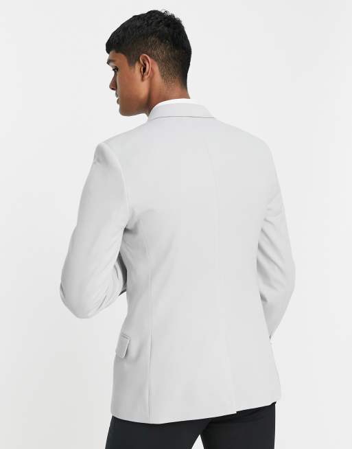 ASOS DESIGN Wedding - Skinny blazer met gouden knopen in ijsgrijs, 3 van 4